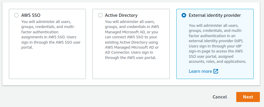 Choose identity source